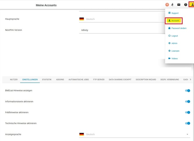 Accounteinstellungen 2025