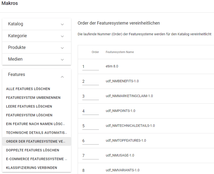 Order der Featuresysteme vereinheitlichen 2