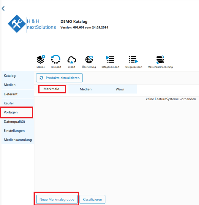 Vorlagen Katalogebene 1