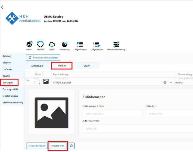 Vorlagen Katalogebene 2